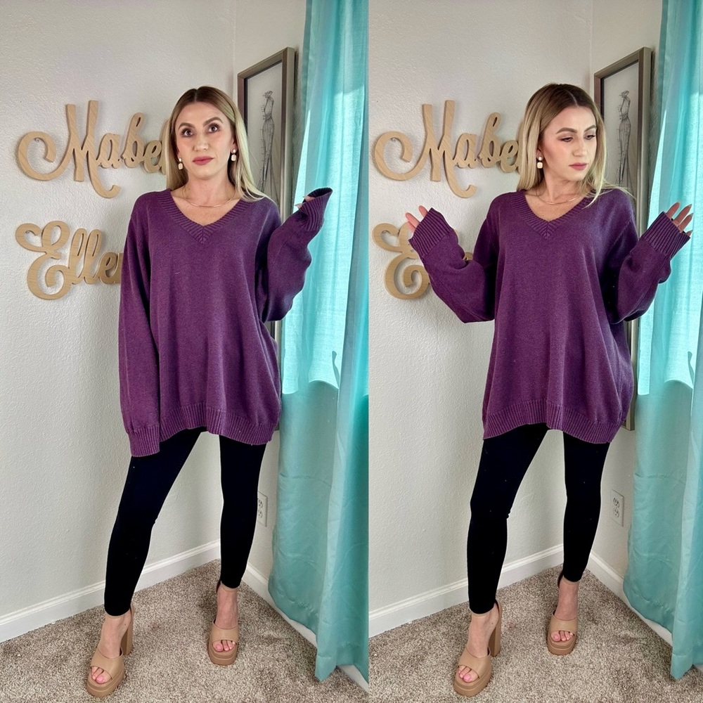 Sonoma pretty plum v neck knit sweater size 3X